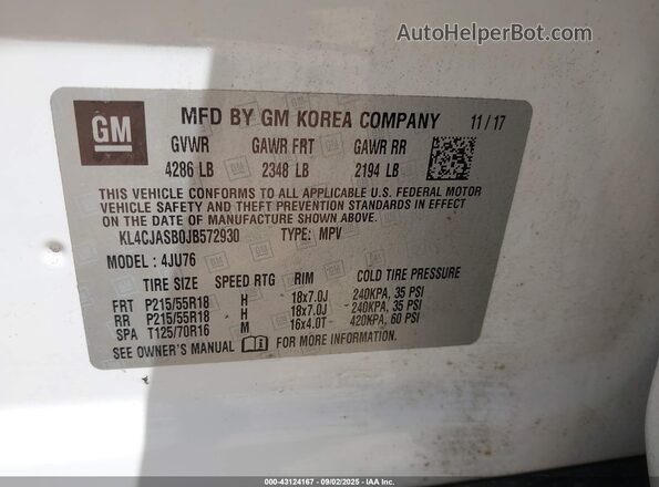 KL4CJASB0JB572930 2018 BUICK ENCORE White 
