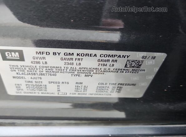 KL4CJASB1JB677640 2018 BUICK ENCORE Gray 