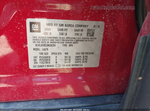 KL4CJASB3JB636359 2018 BUICK ENCORE Red 