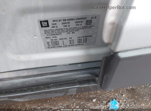 KL4CJASB9LB344797 2020 BUICK ENCORE Silver Vista del compartimento del motor