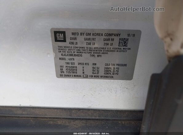 KL4CJCSB8LB048245 2020 BUICK ENCORE White Вид підкапотного простору