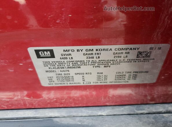 KL4CJESB7JB656296 2018 BUICK ENCORE Red 