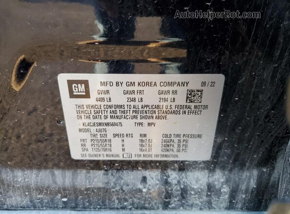KL4CJESMXNB560475 2022 BUICK ENCORE Black Widok naklejki z numerem VIN