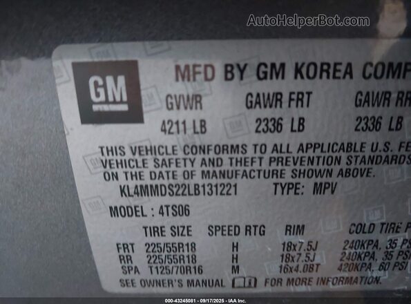 KL4MMDS22LB131221 2020 BUICK ENCORE Gray Вид підкапотного простору