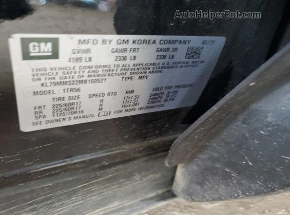 KL79MMS22MB160521 2021 CHEVROLET TRAILBLAZER Black 