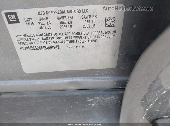 KL79MMS26MB000142 2021 CHEVROLET TRAILBLAZER Gray Widok komory silnika