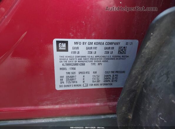 KL79MMS26MB142068 2021 CHEVROLET TRAILBLAZER Red Engine compartment view