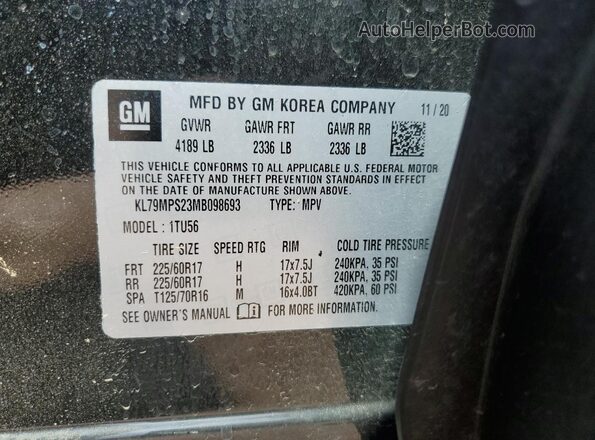 KL79MPS23MB098693 2021 CHEVROLET TRAILBLAZER Черный Вид подкапотного пространства