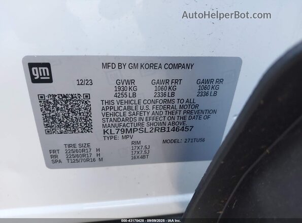 KL79MPSL2RB146457 2024 CHEVROLET TRAILBLAZER White 