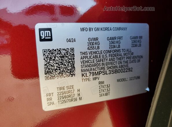 KL79MPSL3SB002292 2025 CHEVROLET TRAILBLAZER Maroon 