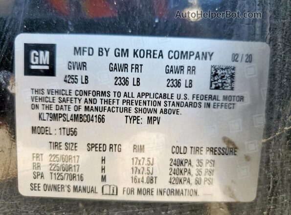 KL79MPSL4MB004166 2021 CHEVROLET TRAILBLAZER Black 