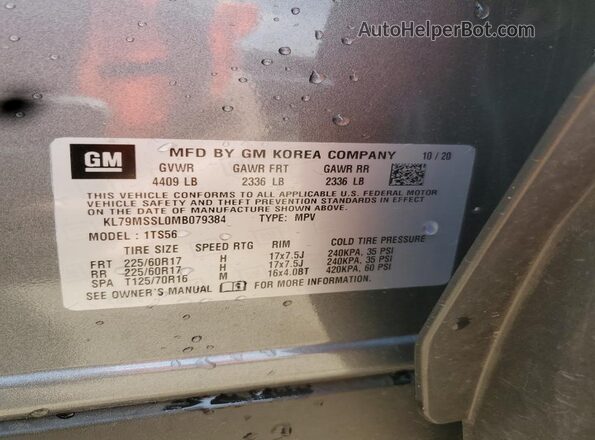 KL79MSSL0MB079384 2021 CHEVROLET TRAILBLAZER Gray Engine compartment view