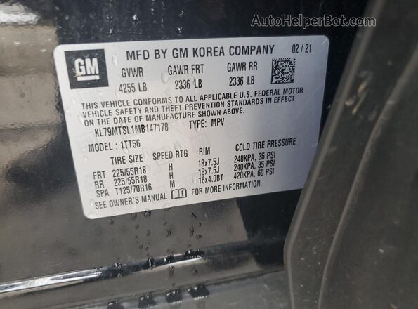 KL79MTSL1MB147178 2021 CHEVROLET TRAILBLAZER Черный 