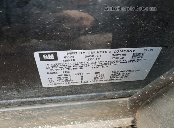 KL79MTSL7MB165488 2021 CHEVROLET TRAILBLAZER Black 