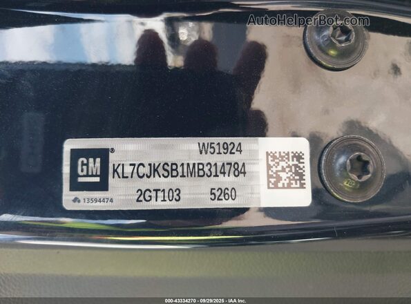 KL7CJKSB1MB314784 2021 CHEVROLET TRAX Black Engine compartment view