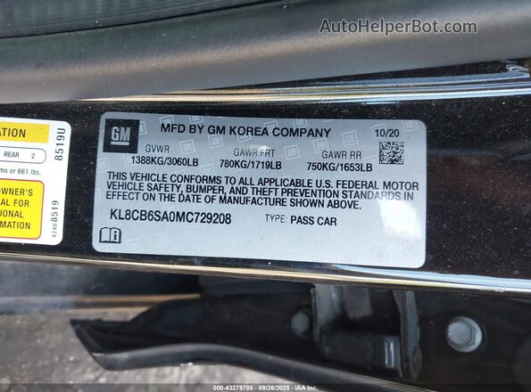 KL8CB6SA0MC729208 2021 CHEVROLET SPARK Black Вид підкапотного простору