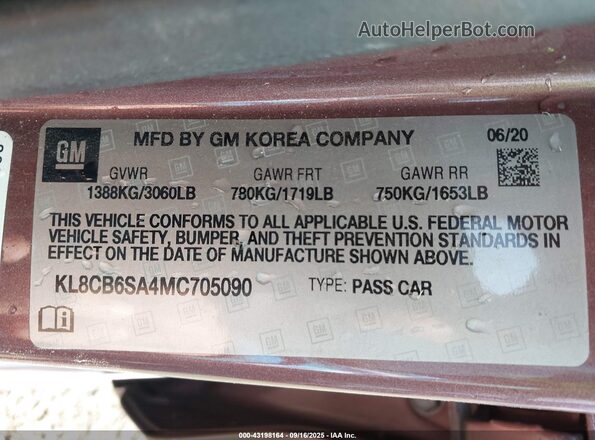 KL8CB6SA4MC705090 2021 CHEVROLET SPARK Purple Engine compartment view