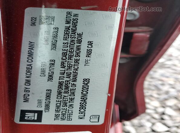 KL8CB6SA6NC020428 2022 CHEVROLET SPARK Бордовый Вид подкапотного пространства