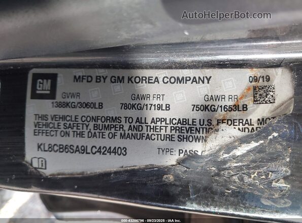 KL8CB6SA9LC424403 2020 CHEVROLET SPARK Black Engine compartment view