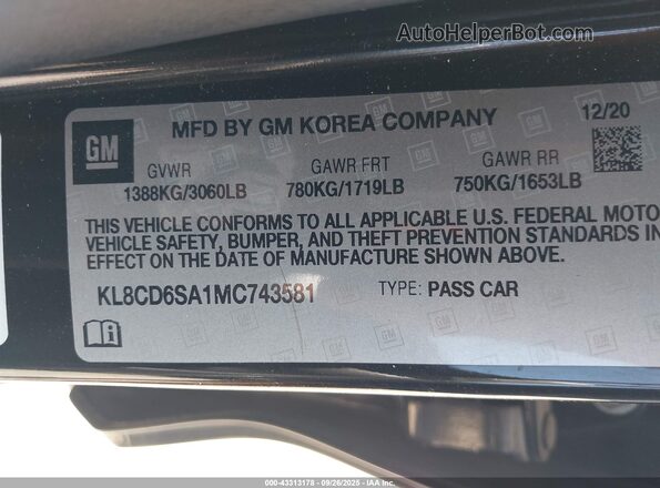 KL8CD6SA1MC743581 2021 CHEVROLET SPARK Black Engine compartment view