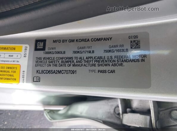 KL8CD6SA2MC707091 2021 CHEVROLET SPARK Silver Widok komory silnika