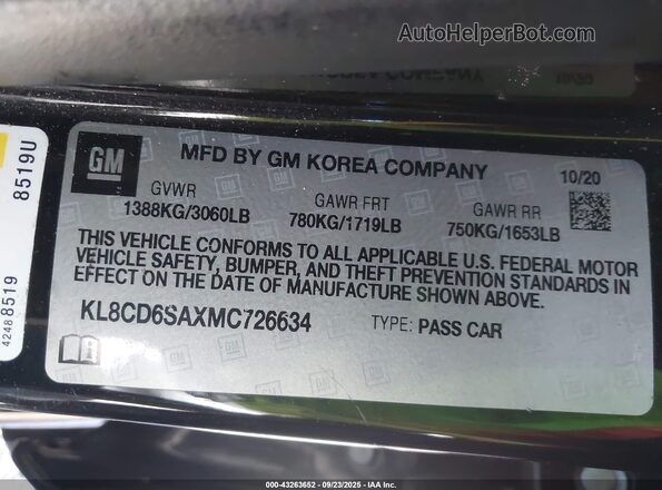 KL8CD6SAXMC726634 2021 CHEVROLET SPARK Black Շարժիչի բաժամունքի տեսք