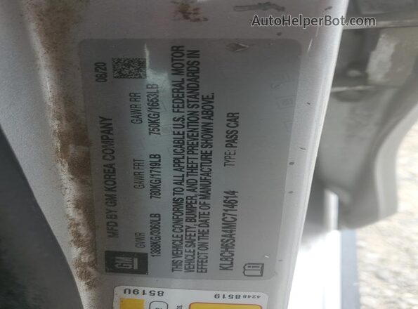 KL8CH6SA4MC714614 2021 CHEVROLET SPARK Silver Вид наклейки з VIN-кодом