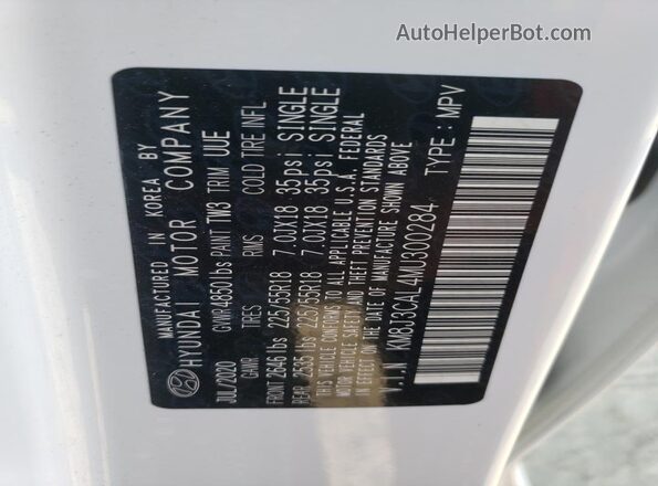 KM8J3CAL4MU300284 2021 HYUNDAI TUCSON White Vista de la etiqueta del VIN