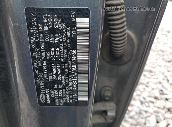 KM8K12AA0MU604666 2021 HYUNDAI KONA Charcoal VIN կոդի պիտակի տեսք