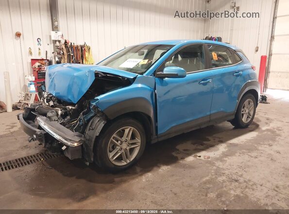 KM8K1CAA8LU418720 2020 HYUNDAI KONA Blue წინა მარცხენა ხედი სამი მეოთხედიდან