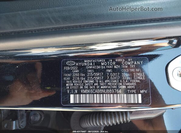 KM8K6CAB8NU889764 2022 HYUNDAI KONA Черный Вид подкапотного пространства