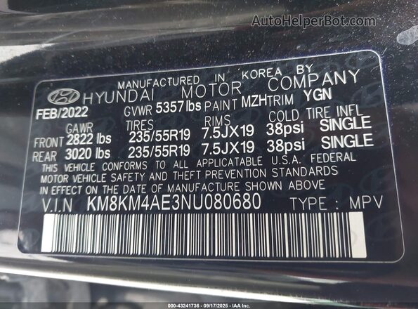 KM8KM4AE3NU080680 2022 HYUNDAI IONIQ 5 Black ძრავის განყოფილების ხედი