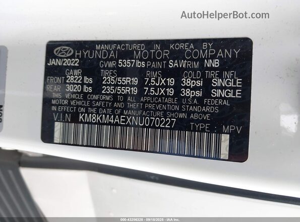 KM8KM4AEXNU070227 2022 HYUNDAI IONIQ 5 White Widok komory silnika