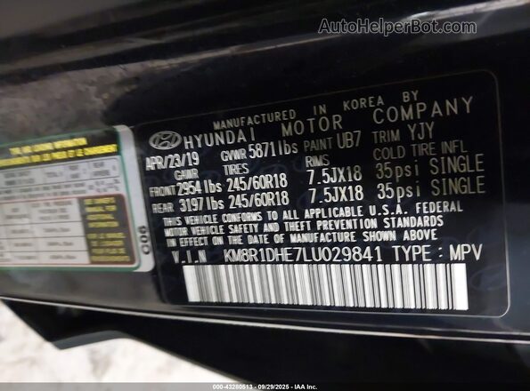 KM8R1DHE7LU029841 2020 HYUNDAI PALISADE Blue Widok komory silnika