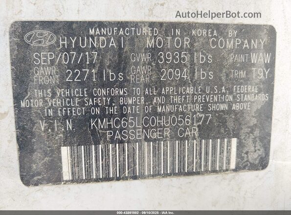 KMHC65LC0HU056177 2017 HYUNDAI IONIQ HYBRID White 