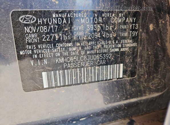 KMHC65LC8JU065392 2018 HYUNDAI IONIQ Gray 