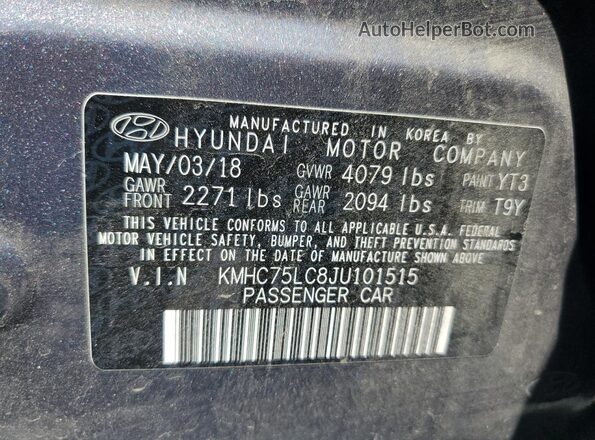 KMHC75LC8JU101515 2018 HYUNDAI IONIQ Charcoal 