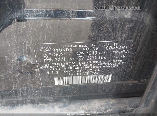 KMHC75LD1NU277823 2022 HYUNDAI IONIQ PLUG-IN HYBRID Black Вид підкапотного простору