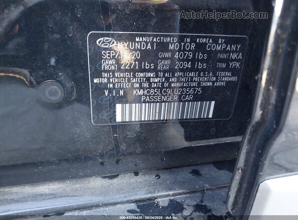 KMHC85LC9LU235675 2020 HYUNDAI IONIQ HYBRID Black Вид підкапотного простору