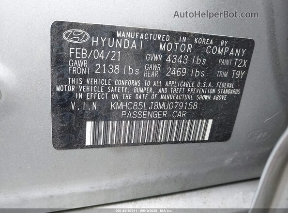 KMHC85LJ8MU079158 2021 HYUNDAI IONIQ ELECTRIC Silver Engine compartment view