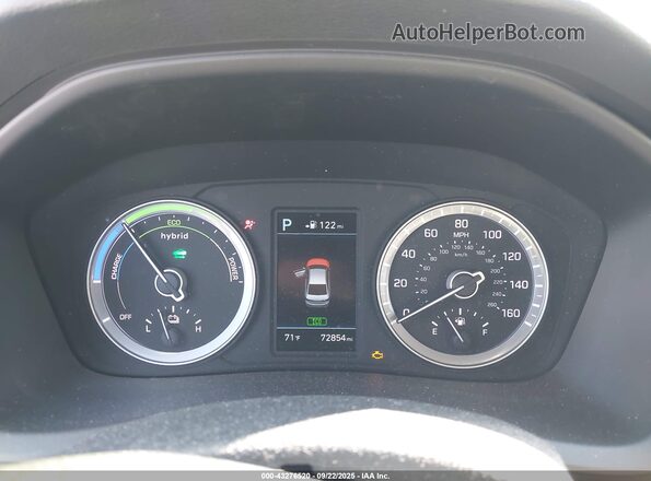 KMHE24L30KA091826 2019 HYUNDAI SONATA HYBRID White უკანა სავარძლების ხედი