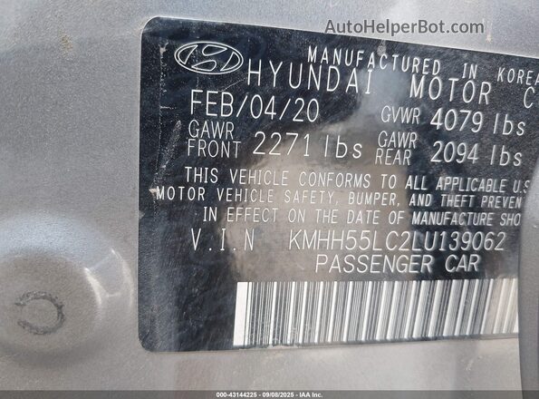KMHH55LC2LU139062 2020 HYUNDAI ELANTRA GT Silver Engine compartment view