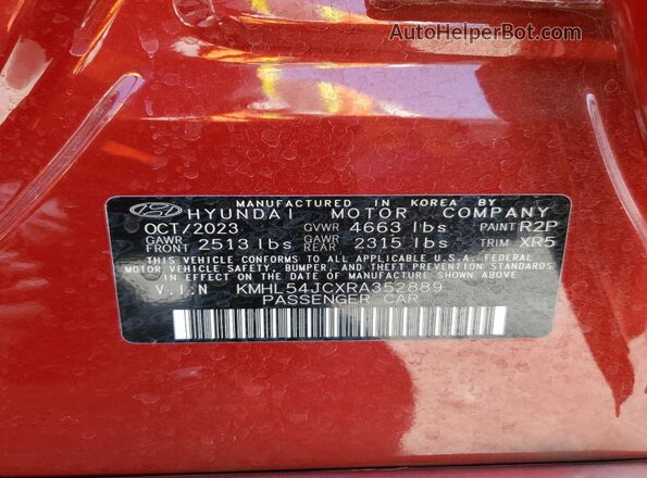 KMHL54JCXRA352889 2024 HYUNDAI SONATA Red Vista del compartimento del motor