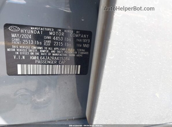 KMHL64JA2RA415284 2024 HYUNDAI SONATA Gray Вид підкапотного простору