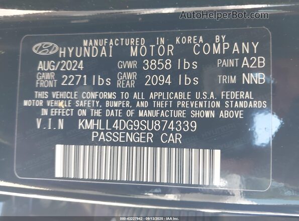 KMHLL4DG9SU874339 2025 HYUNDAI ELANTRA Black Widok komory silnika