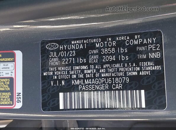 KMHLM4AG0PU618079 2023 HYUNDAI ELANTRA Gray 