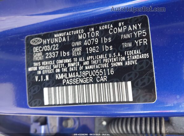 KMHLM4AJ8PU055116 2023 HYUNDAI ELANTRA HYBRID Blue 