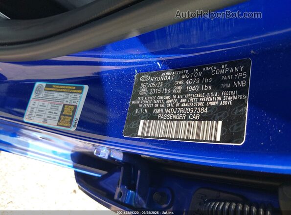 KMHLN4DJ7RU097384 2024 HYUNDAI ELANTRA HYBRID Blue 