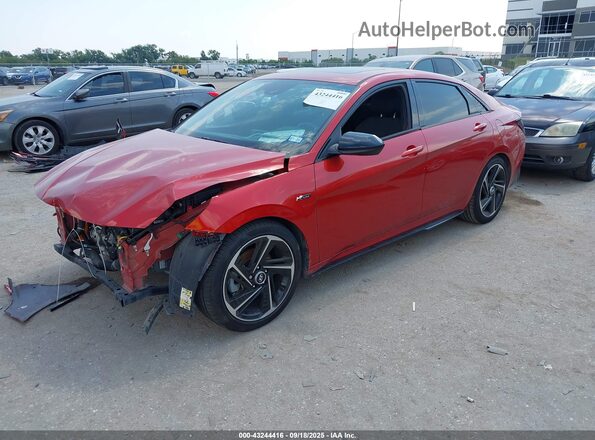 KMHLR4AF4NU295449 2022 HYUNDAI ELANTRA Red Vista tres cuartos delantera izquierda