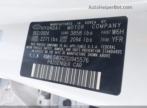 KMHLS4DG2SU945576 2025 HYUNDAI ELANTRA White Вид підкапотного простору